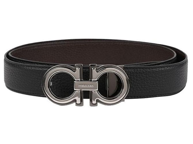 Salvatore Ferragamo Reversible Leather Belt NERO+HICORY Brown