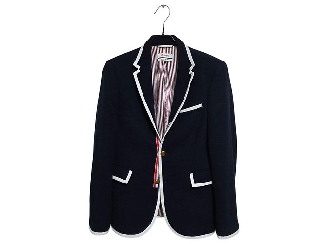 Thom Browne Blazer Jacket Navy Wool Blue