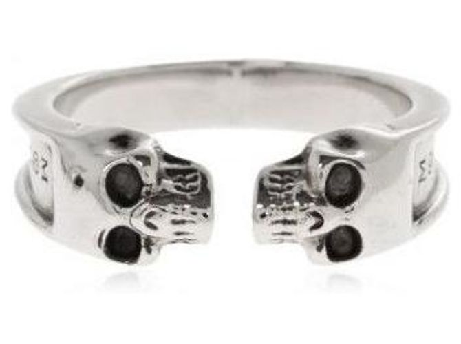 Alexander McQueen Twin Skull Ring Silber