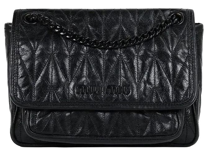 Miu Miu Borsa a tracolla Matelassé Quilted Chain Small Black Nero