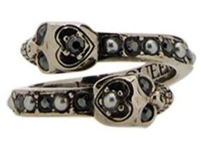 Alexander Mcqueen Anello Teschio Wraparound Argento