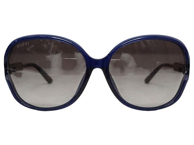 Gucci Lunettes de soleil à monture entrelacée Blue Silver Bleu