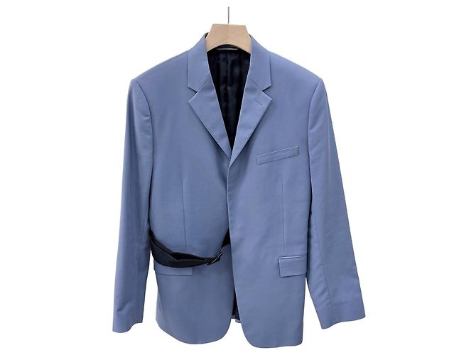 Dior Chaqueta blusón de algodón entallada con cinturón Azul