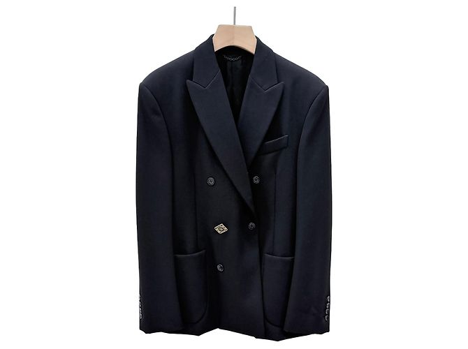 Louis Vuitton Wool Twill Blazer Jacket Black