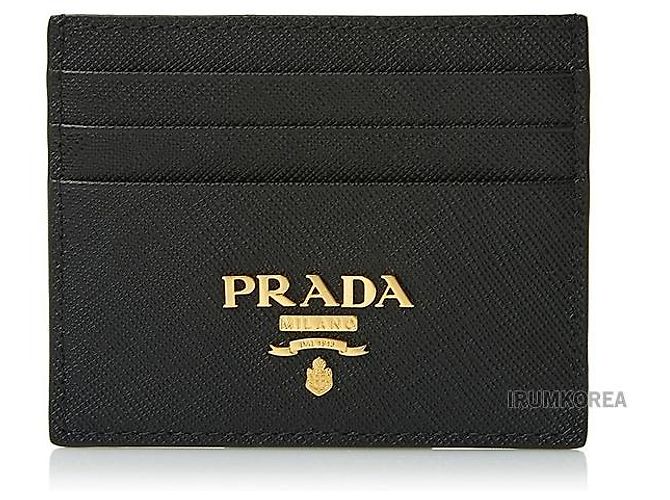 Prada Metal Logo Card Holder Black