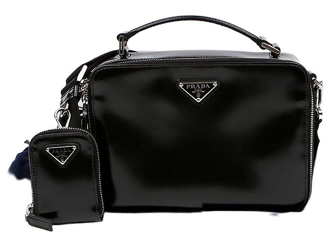 Prada Borsa a Tracolla in Pelle Spazzolata Nero