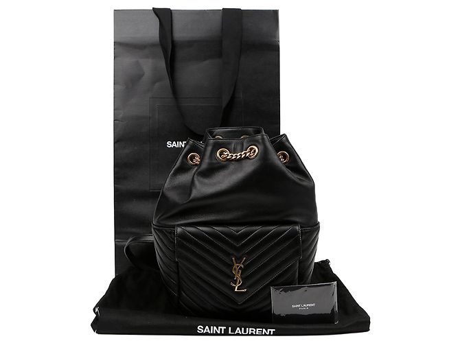 Saint Laurent Matelassé Lammleder Monogram Rucksack Black Schwarz