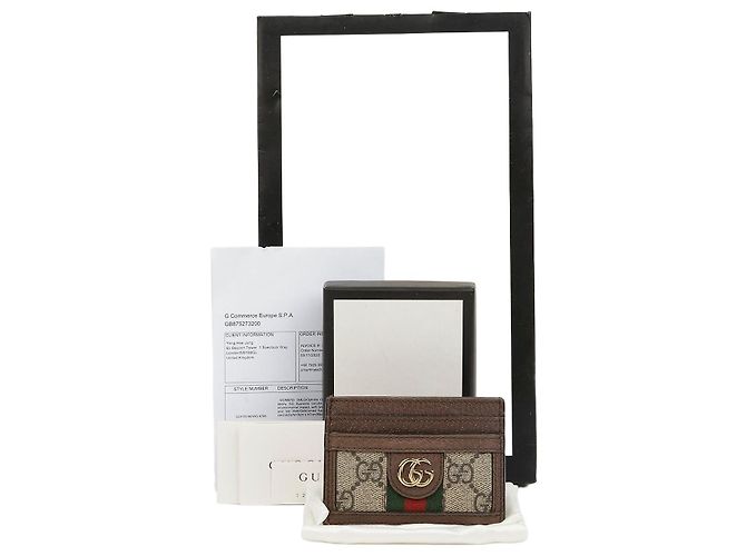 Gucci Ophidia GG Supreme Card Case Brown