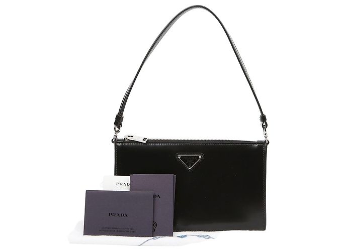 Prada Mini sac brossé avec logo triangle noir