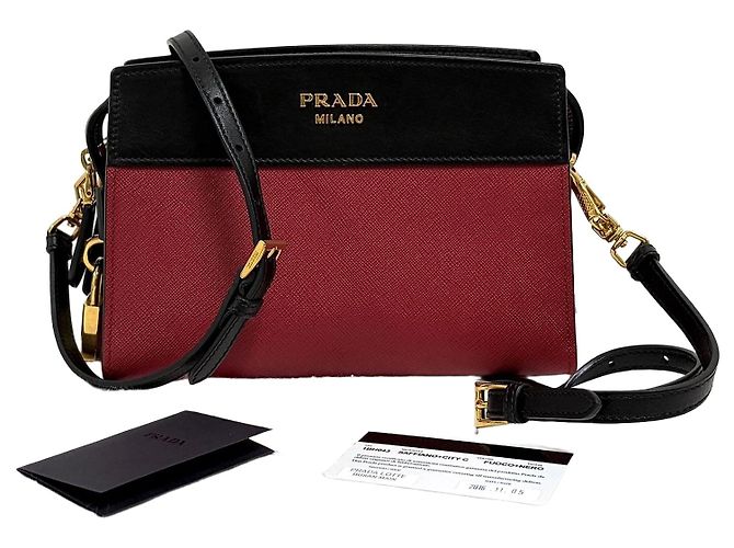 Prada Borsa a tracolla e spalla City in Saffiano Rosso
