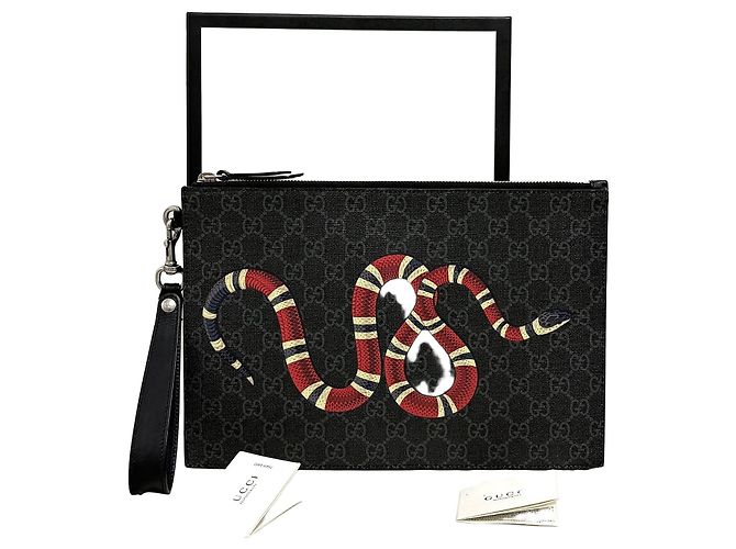 Gucci Pochette imprimé serpent noir