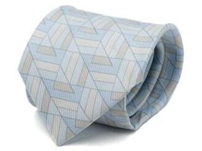 Hermès Gravata de seda azul celeste e bege