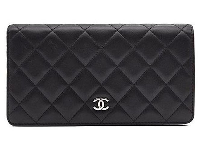 Chanel Lambskin Long Wallet Black