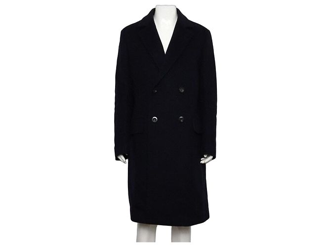 Loewe Shearling Fur Cashmere Blend Wool Coat Men's Jacket Blue