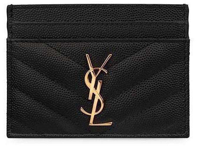 Saint Laurent Monogram Grain Kartenetui Schwarz