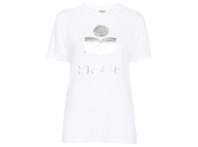 Isabel Marant Logo Leinen T-Shirt White Weiß