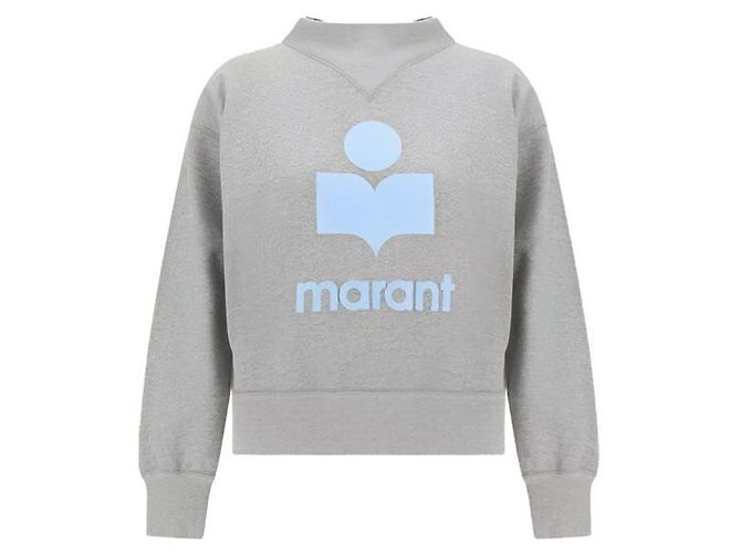 Isabel Marant Velours-Sweatshirt mit Logo Gray Ice Blue Blau