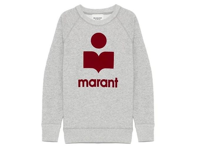 Isabel Marant Sweatshirt à logo en velours Gris Rouge Marron