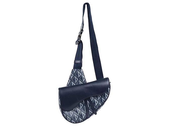 Dior Canvas Saddle Bag Navy Blue
