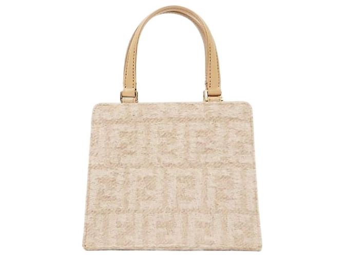 Fendi Mini mala tote Juka em lã bege Marrom