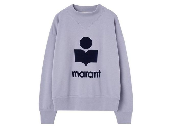 Isabel Marant MOBY Samt-Sweatshirt mit Logo Dark Navy Blau