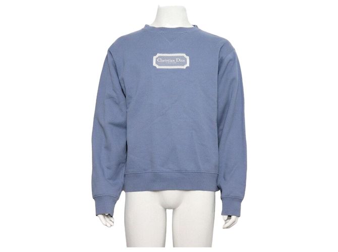 Dior Cotton Couture Rundes Sweatshirt Herren T-Shirt Blau
