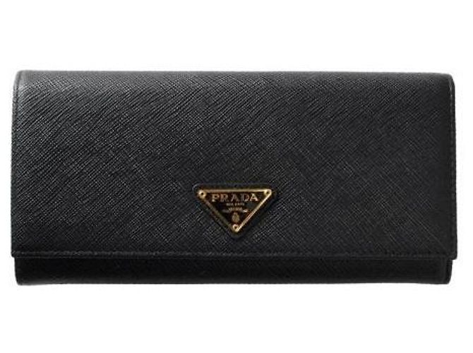 Prada Saffiano Triangle Logo Coin Purse Black