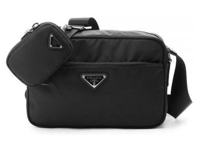 Prada Sac à épaule en nylon avec logo triangle Noir