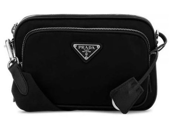 Prada Mini Borsa a Spalla Triangle Logo Re-Nylon Nero