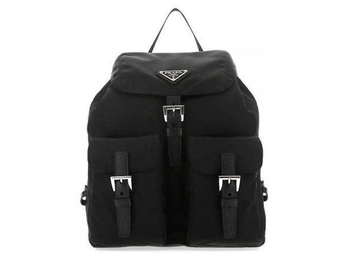 Prada Small Backpack with Triangle Logo in Nylon Black