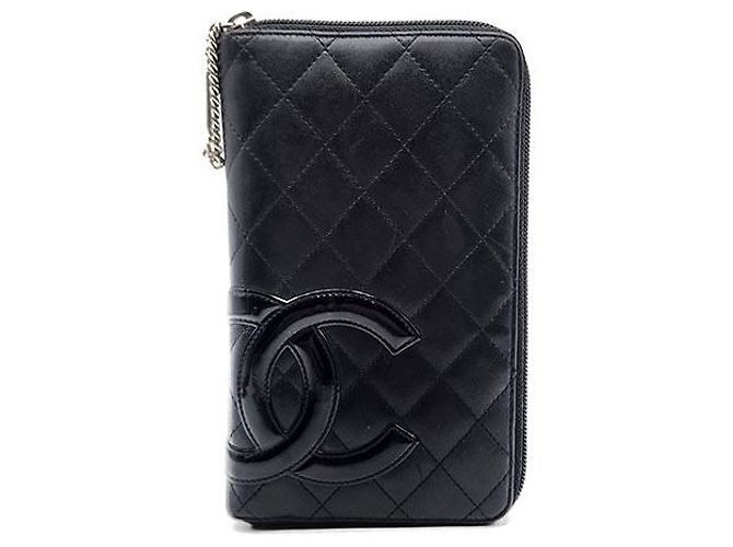 Chanel Gampo Zip Organizer Black Leather