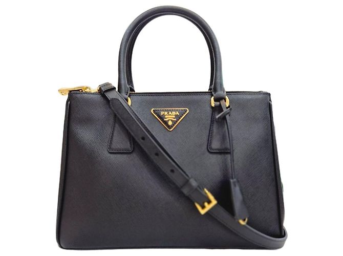 Prada mala Galleria Saffiano Medium Tote e de Ombro Preta Preto