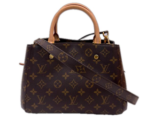 Sac à main Louis Vuitton Monogram Montaigne BB Marron Beige
