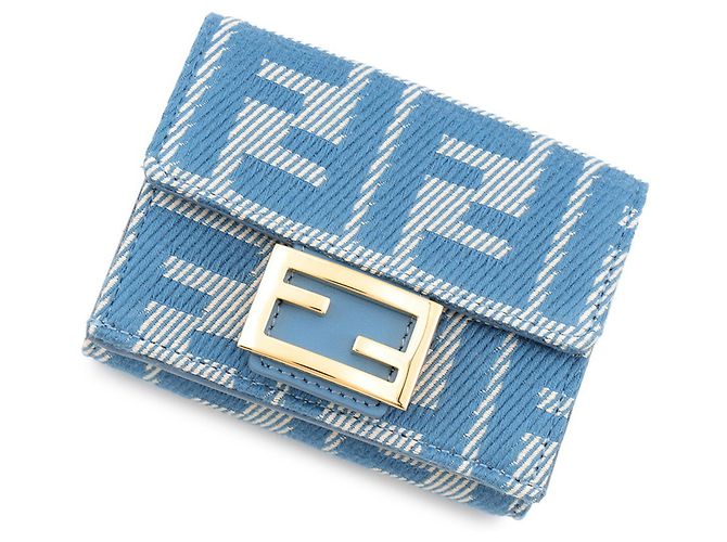 Fendi Tri-fold Canvas Portemonnaie Blau