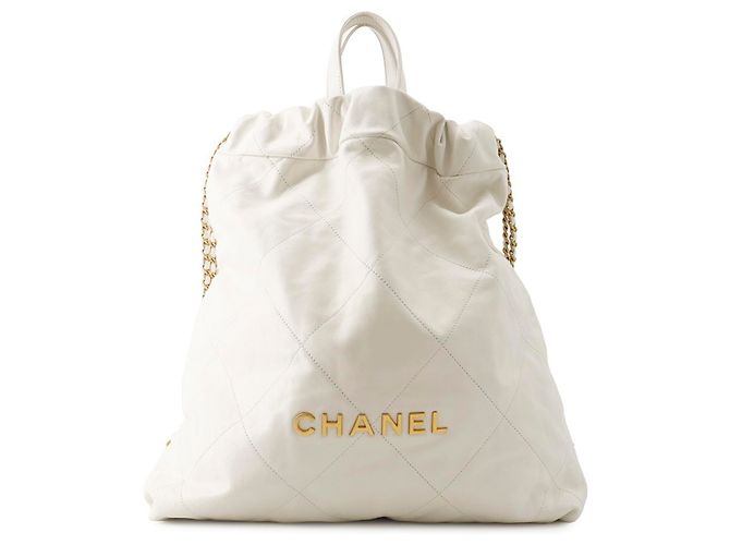 Bolsa de mão Chanel em couro branco