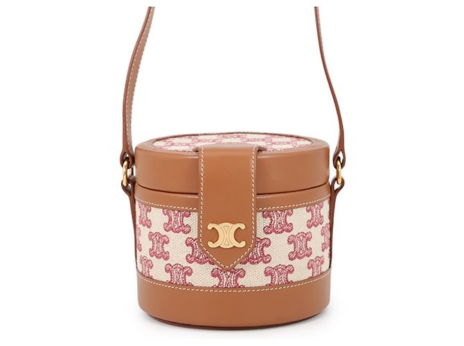 Céline Sac à main Celine Triomphe Tambour Small Marron Rouge Beige