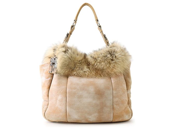 Prada Beige Fur Tote Bag