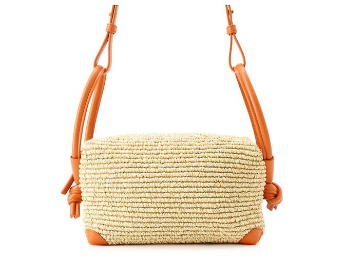 Bolsa Bottega Veneta Loop em couro e ráfia Marrom