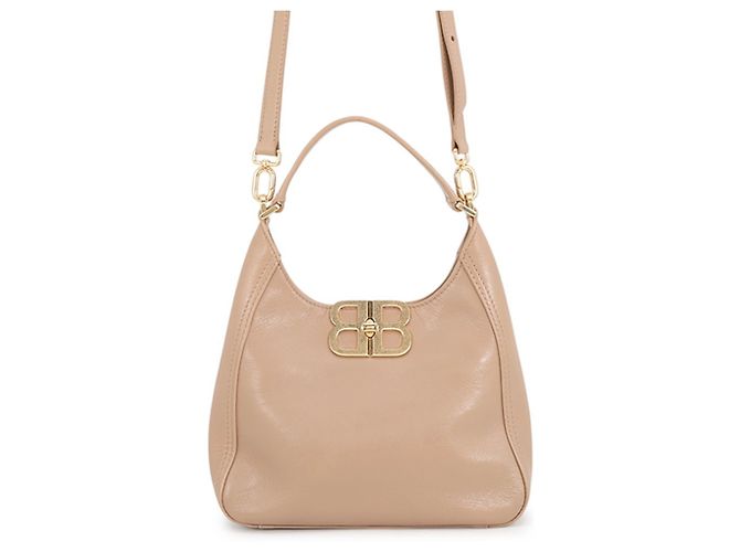 Bolsa Balenciaga BB Soft Hobo em couro bege
