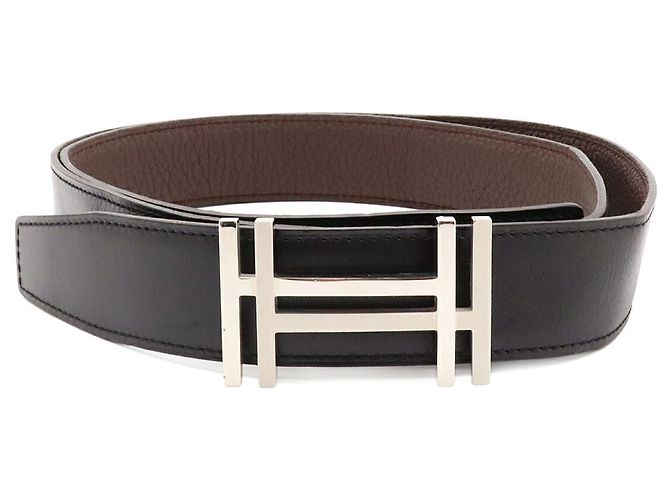 Hermès Hermes H O Carre Gürtel Doppelseitig Wendbar Braun Schwarz