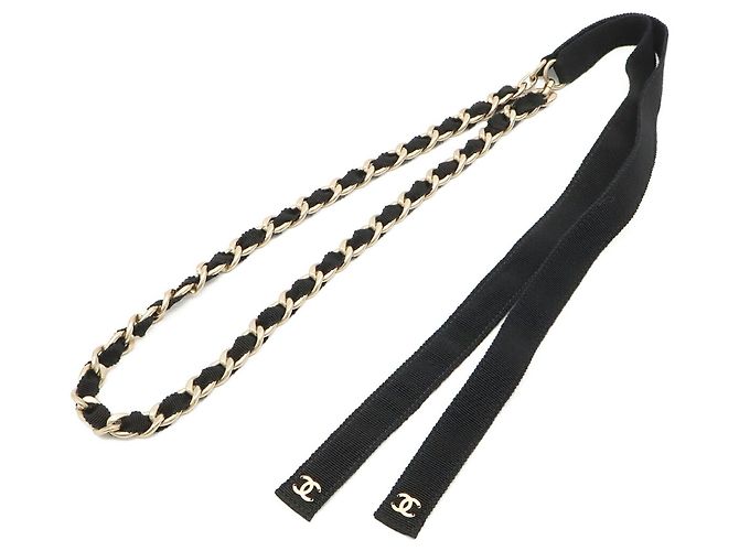 CHANEL Coco Mark Chain Belt Black