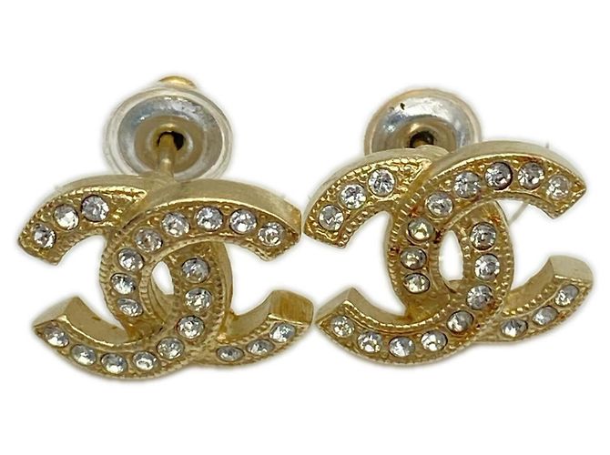 Orecchini a lobo Chanel Coco Mark con strass D'oro