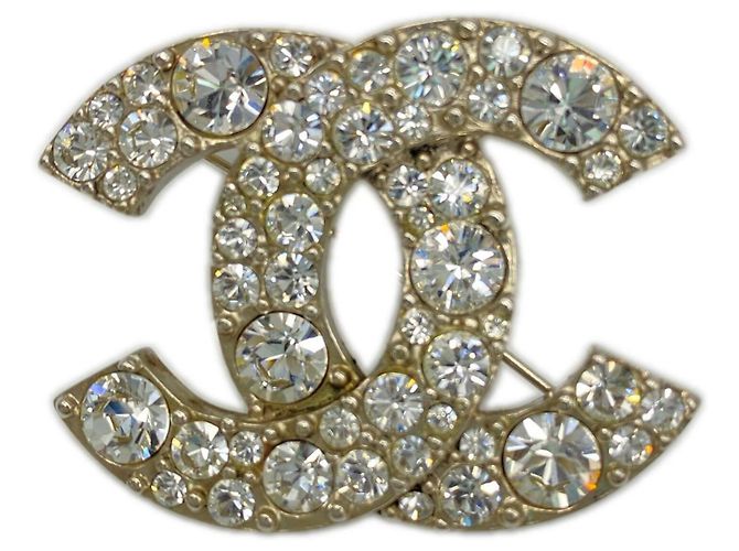 Chanel Coco Mark Strass-Brosche Silber