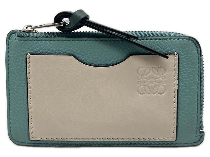 Loewe Soft Grain Calf Coin Card Holder Brown Blue
