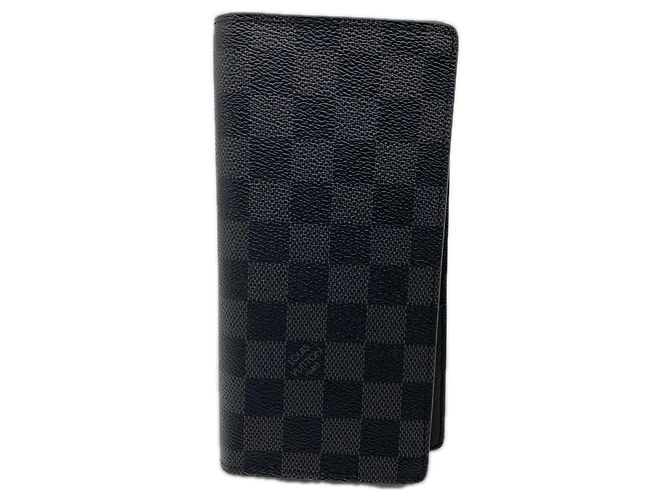 Louis Vuitton Damier Graphite Portefeuille Brazza Long Wallet Marrom Preto Damier ebene