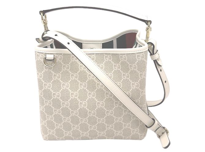 Borsa Secchiello Piccola Gucci GG Emblem Bianco Beige