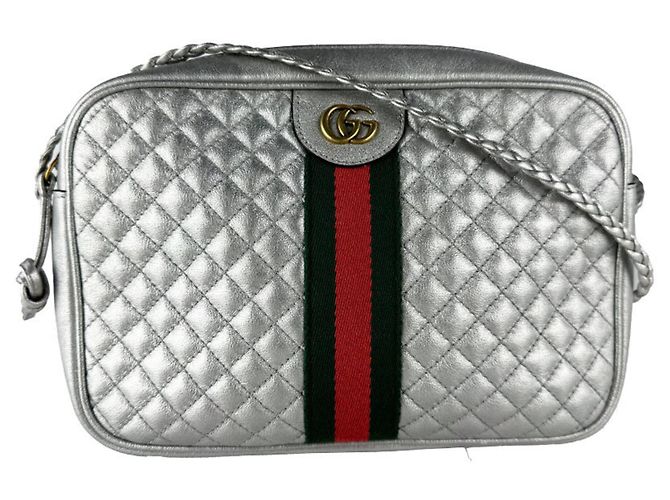 Borsa a tracolla Gucci in pelle argento