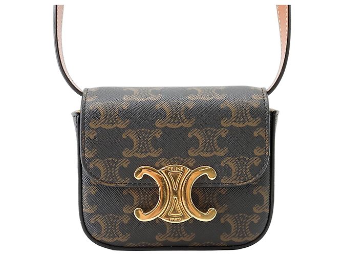 Céline Bolsa de Ombro Mini Claude em Couro Celine Triomphe