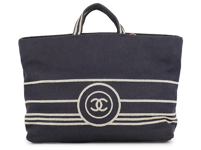 Sac cabas en denim Chanel Bleu Marine