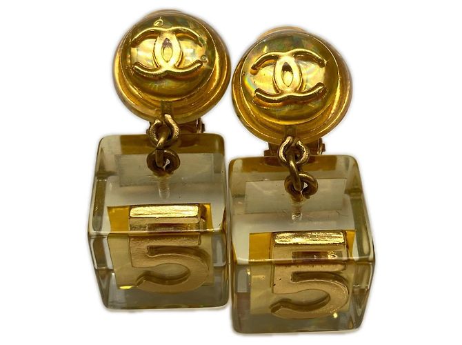 Pendientes Chanel Coco Mark Cube Dorado